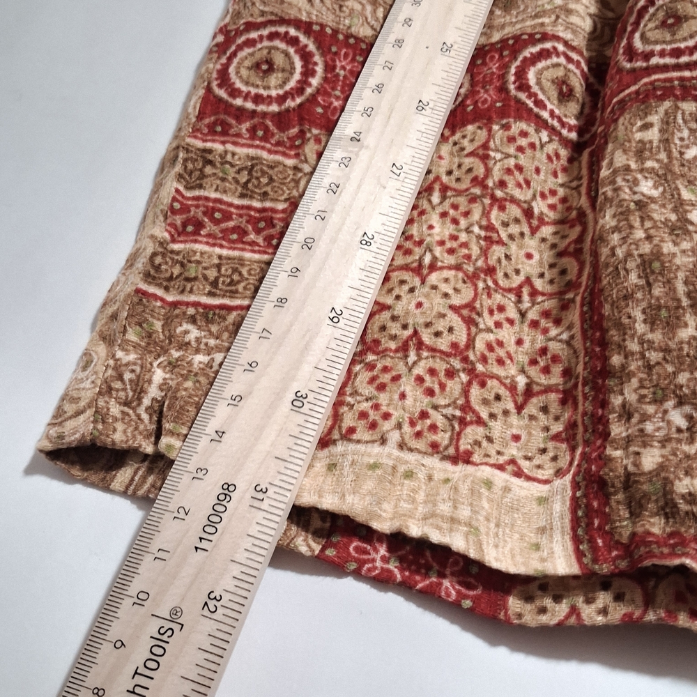 Kate Hill Red and Brown Patchwork Skirt Patterned Size 12 Silk And‎ Linen Blend - Picture 10 of 11